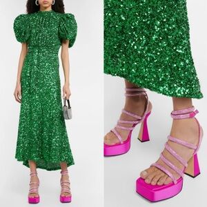 MACH & MACH Sydney embellished satin platform sandals